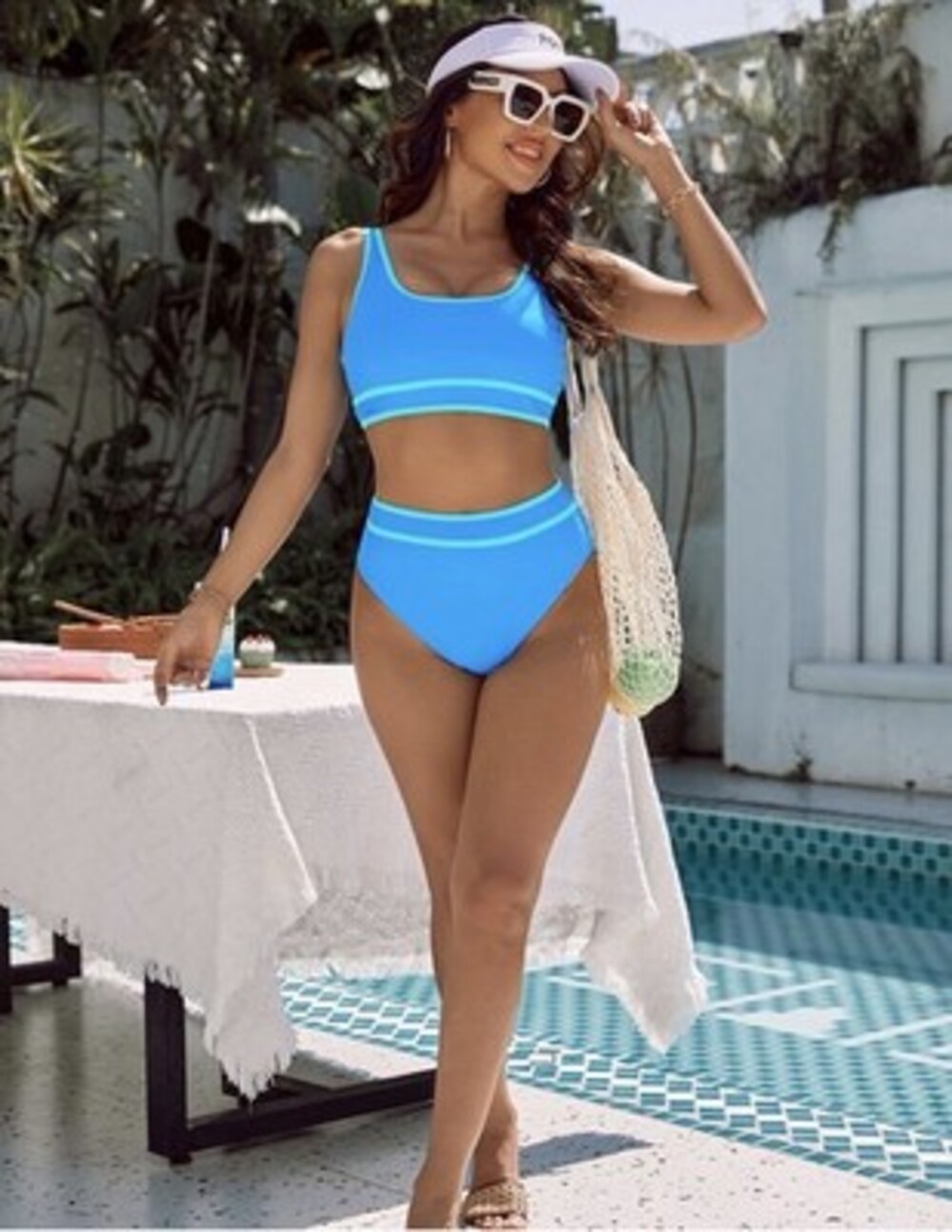 BMJL Women's High Waisted Bikini Sets Two Piece Swimsuits Cheeky High Cut-SIZE S